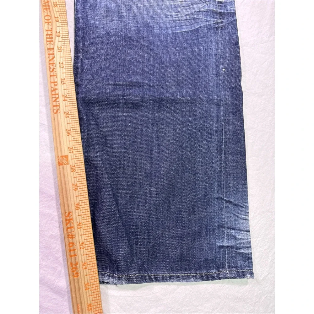 Guess Jeans Rebel  Straight Men 42 Y2K DARK Wash HEAVY WHISKERING